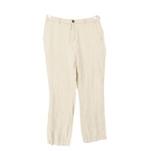 Tasso Elba Linen Pants 30x27* Men Cream Straight Leg Summer Beach Resort Trouser
